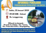 PDAM Tirta Mulia Pemalang Lakukan Perbaikan Pipa, Wilayah Terdampak Diimbau Mempersiapkan Air Bersih 