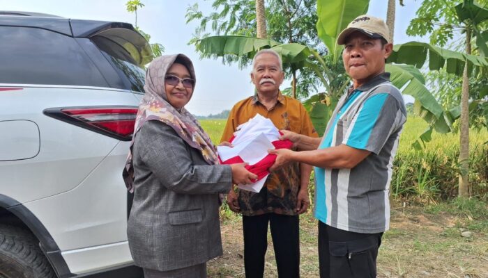 Lulit Agusti Kurnia Anggota DPRD Pemalang Bagikan Ribuan Bendera Merah Putih