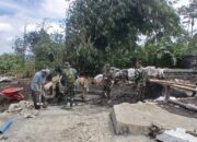 Aksi Nyata di Sigeblog, TNI-Warga Bangun Jembatan Bailey Penakir