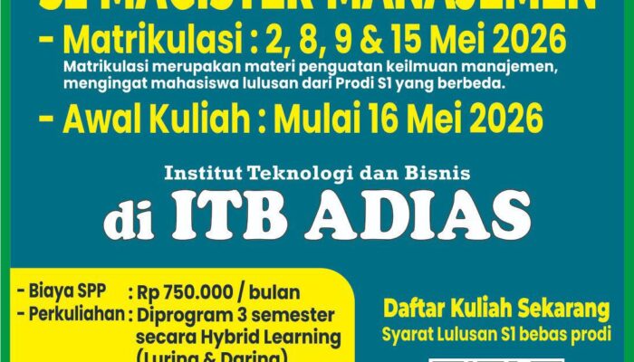 Solusi Karier, S2 Magister Manajemen ITB Adias Pemalang Bisa Lulus 1,5 Tahun