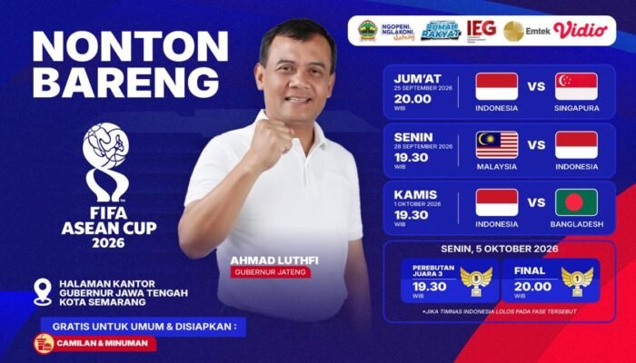 Dukung Timnas di FIFA ASEAN Cup 2026, Kantor Gubernur Jateng Disulap Jadi Arena Nobar