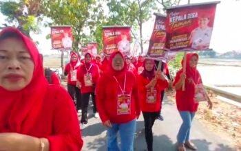 Lautan Manusia Berbalut Merah Iringi H. Usup Sumanang Daftar Pilkades Taman Pemalang